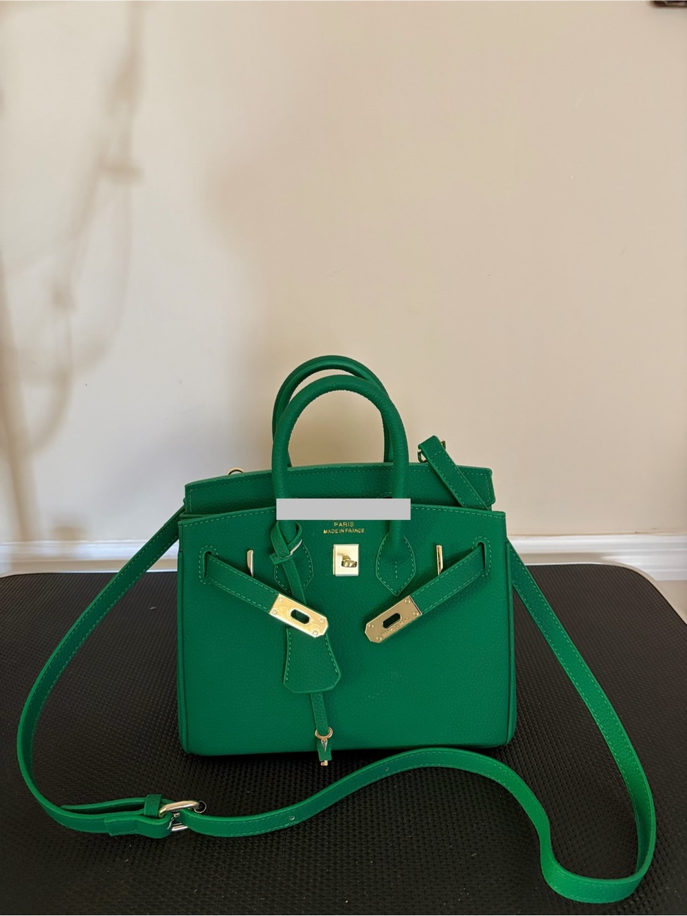 Green Vegan Leather Top-Handle Crossbody Bag